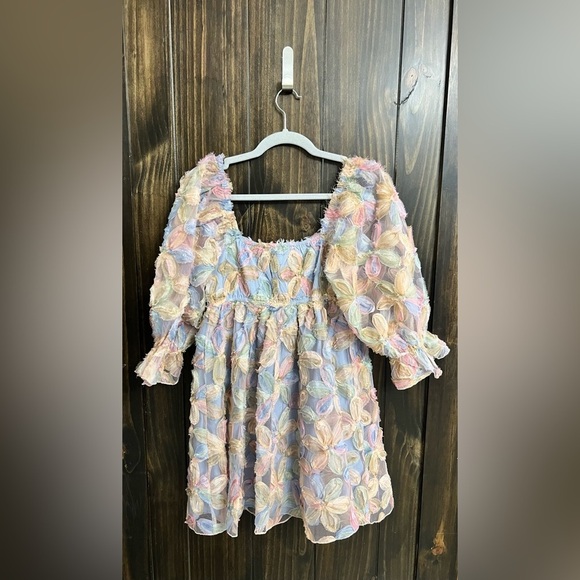 NWT: Allison + Kelly Pastel Floral Puff Sleeve Baby Doll Dress- Size: Small - Picture 12 of 13